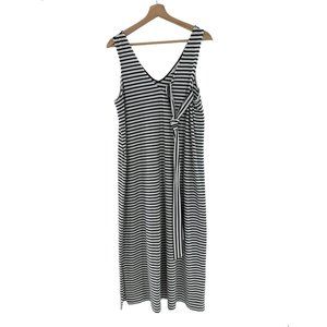 VINEYARD VINES Black White Striped Maxi Dress with Tie